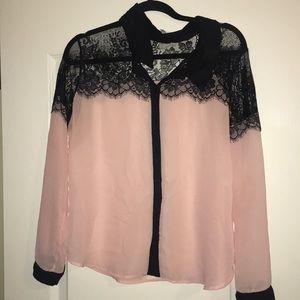 💖 Charlotte Russe Sheer/Lace Button Up